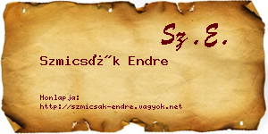 Szmicsák Endre névjegykártya